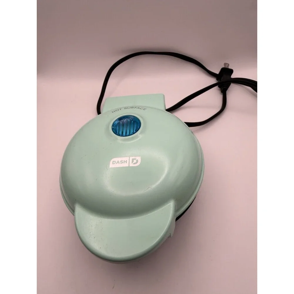 Dash Mini Waffle Maker Aqua Mint DMW001AQ Compact Nonstick Tested Works